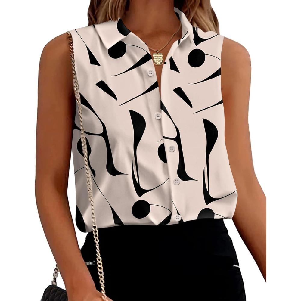 imageZeagoo Womens Sleeveless Button Down Shirts Blouses Solid Casual Basic V Neck Tank Tops for Work SXXLJh602