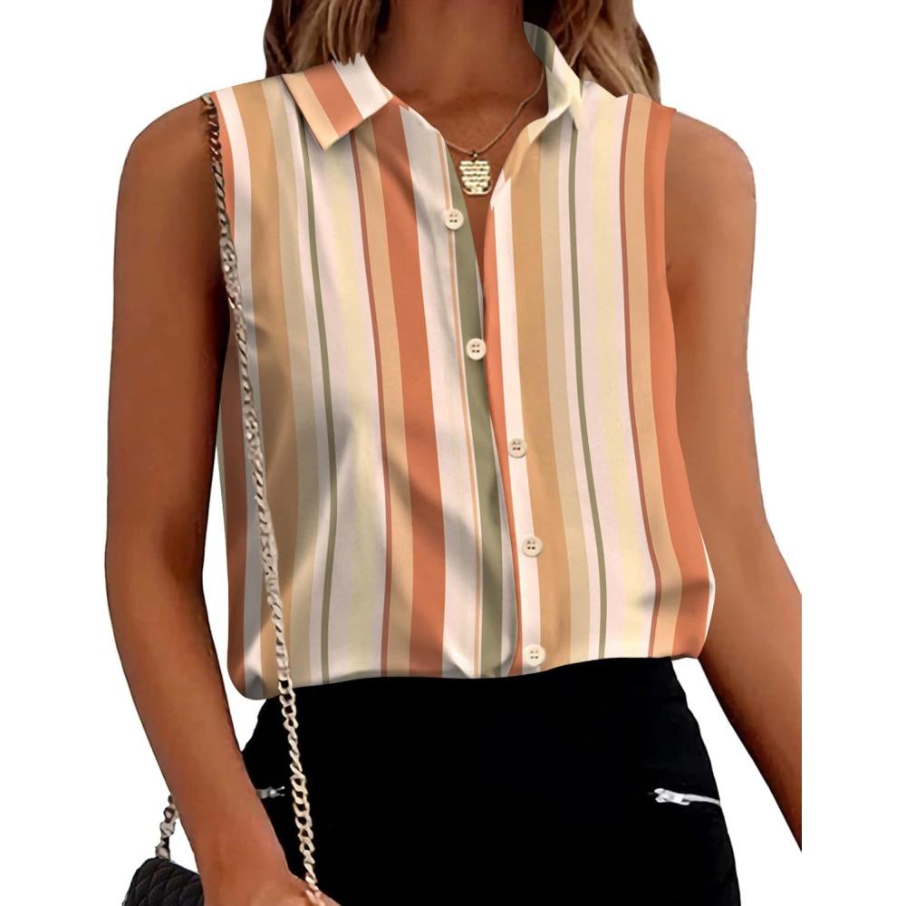 imageZeagoo Womens Sleeveless Button Down Shirts Blouses Solid Casual Basic V Neck Tank Tops for Work SXXLTw720