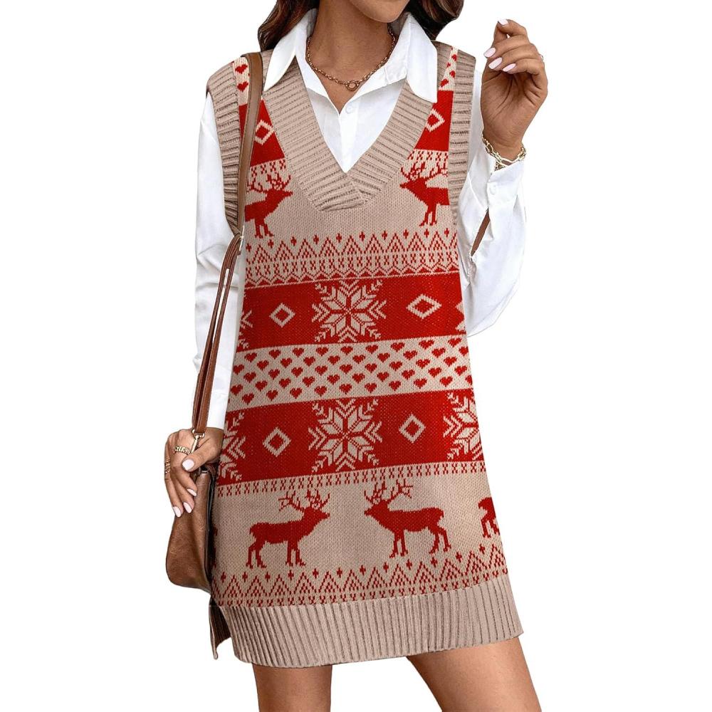imageZeagoo Womens Tank Sweater Dress Sweater Vest Knitted Pullovers Sweaters 2025Christmas