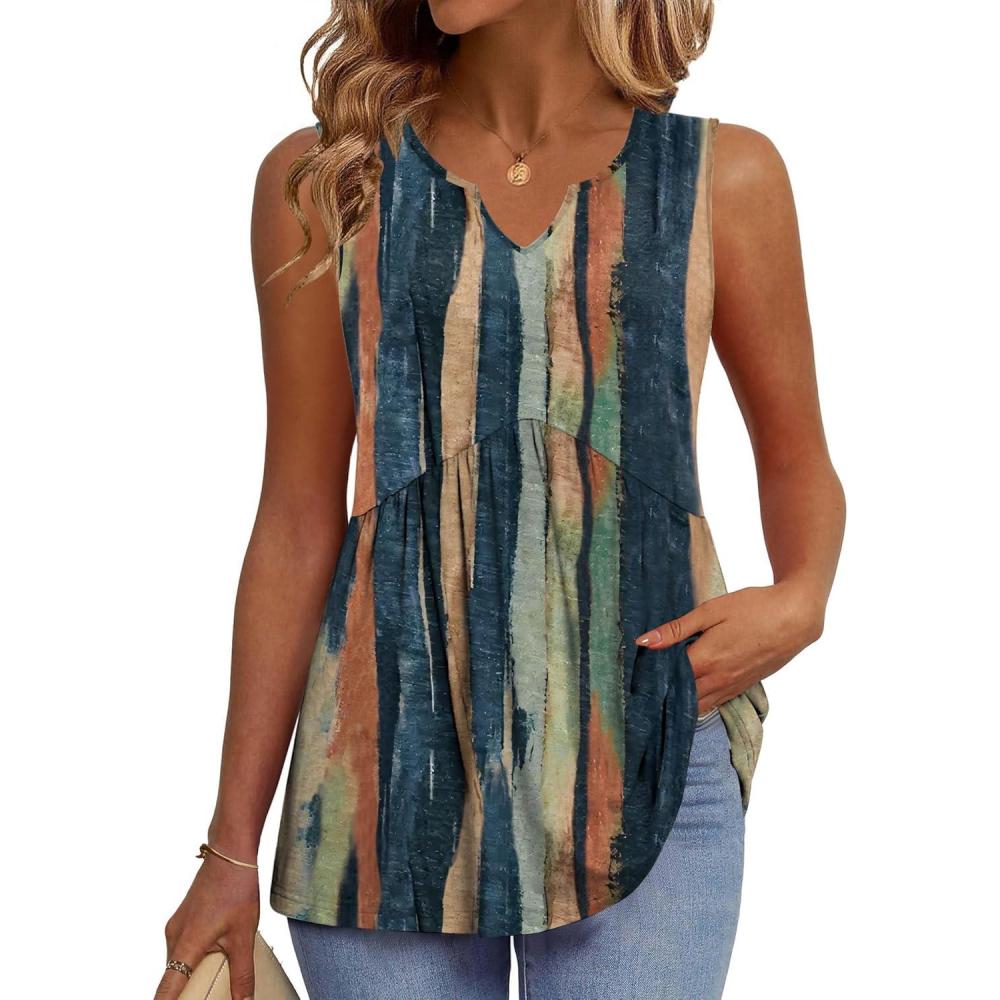 imageZeagoo Womens Tank Tops 2026 Sleeveless V Neck Loose Fit Casual Flowy Boho Beach Summer ShirtsPrint Cx289