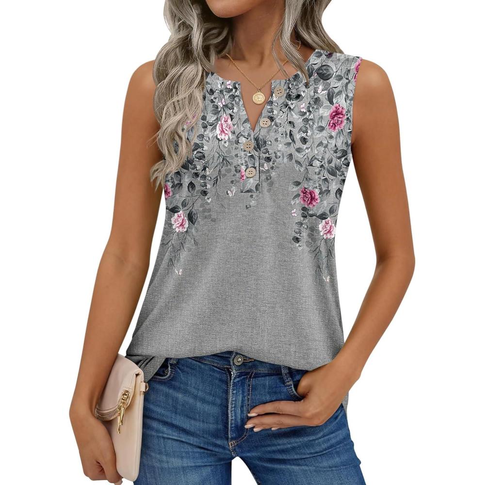 imageZeagoo Womens Tank Tops Summer Sleeveless Tops Loose Button Henley Shirts Crew Neck Dress Casual 2026 ClothesHf36