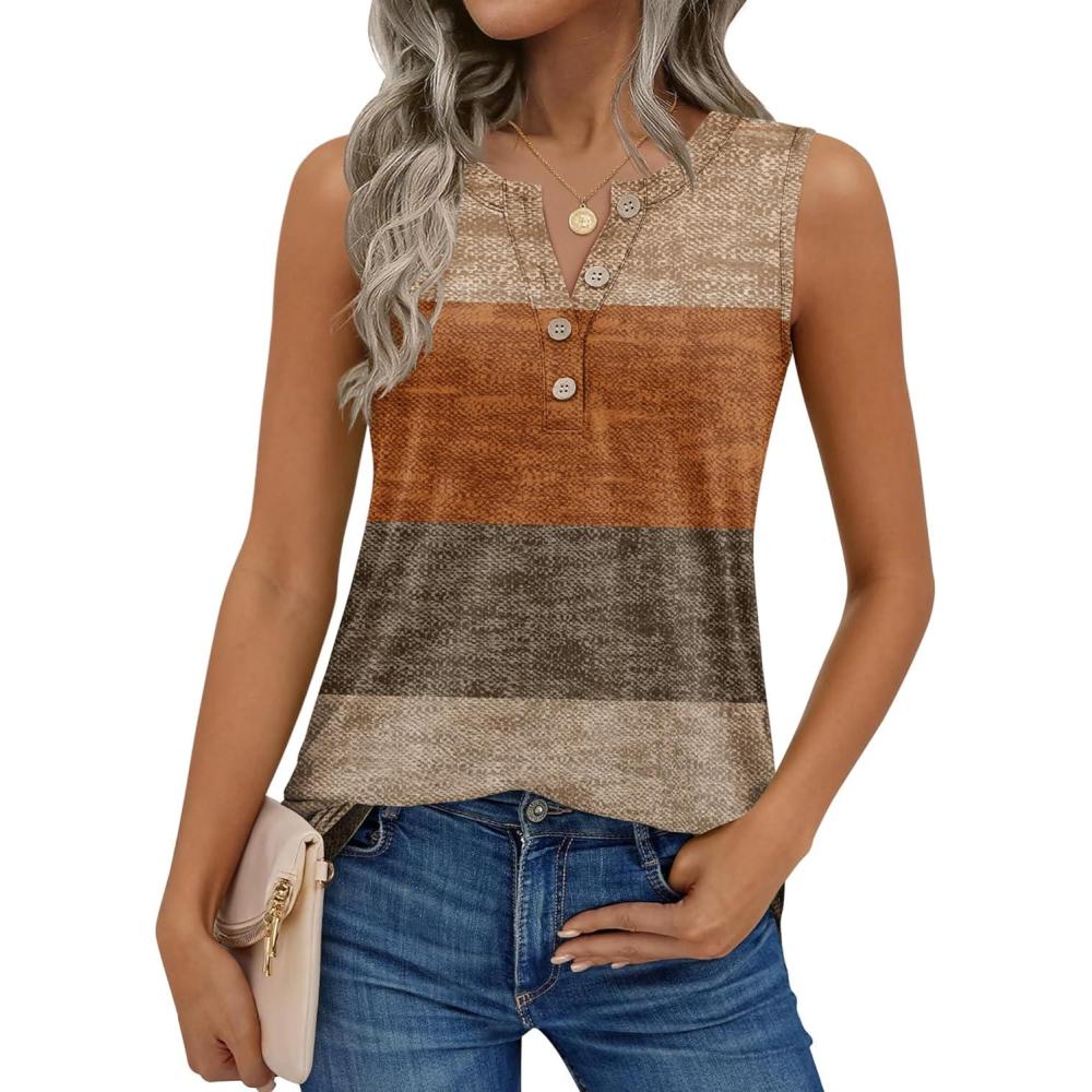 imageZeagoo Womens Tank Tops Summer Sleeveless Tops Loose Button Henley Shirts Crew Neck Dress Casual 2026 ClothesJh398