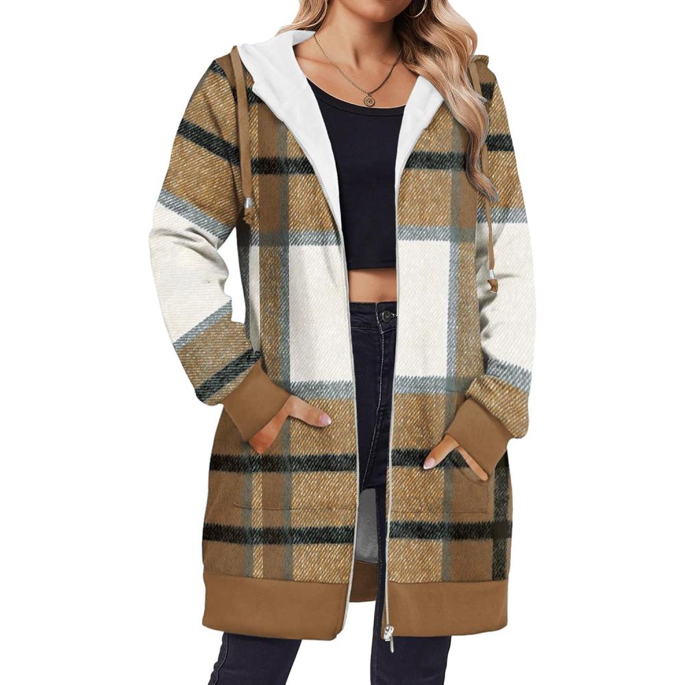 imageZeagoo Womens Zip Up Hoodies Long Tunic Sweatshirts Oversized Fleece Casual Long Sleeve 2024 Fall Hoodie Jacket CoatGz554