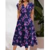 ZEAGOO Summer Dresses for Women 2026 Ruffle Sleeve Midi Dress Flowy Tiered Dress with Pockets(Black Pink-printed)