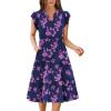 ZEAGOO Summer Dresses for Women 2026 Ruffle Sleeve Midi Dress Flowy Tiered Dress with Pockets(Black Pink-printed)