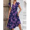 ZEAGOO Summer Dresses for Women 2026 Ruffle Sleeve Midi Dress Flowy Tiered Dress with Pockets(Black Pink-printed)