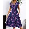ZEAGOO Summer Dresses for Women 2026 Ruffle Sleeve Midi Dress Flowy Tiered Dress with Pockets(Black Pink-printed)
