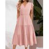 ZEAGOO Summer Dresses for Women 2026 Ruffle Sleeve Midi Dress Flowy Tiered Dress with Pockets(Pink Round Dot)