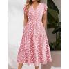 ZEAGOO Summer Dresses for Women 2026 Ruffle Sleeve Midi Dress Flowy Tiered Dress with Pockets(Pink-floral-printed)