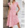 ZEAGOO Summer Dresses for Women 2026 Ruffle Sleeve Midi Dress Flowy Tiered Dress with Pockets(Pink-floral-printed)