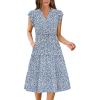 ZEAGOO Summer Dresses for Women 2026 Ruffle Sleeve Midi Dress Flowy Tiered Dress with Pockets(White Floral-printed)