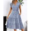 ZEAGOO Summer Dresses for Women 2026 Ruffle Sleeve Midi Dress Flowy Tiered Dress with Pockets(White Floral-printed)