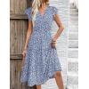 ZEAGOO Summer Dresses for Women 2026 Ruffle Sleeve Midi Dress Flowy Tiered Dress with Pockets(White Floral-printed)