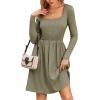 ZEAGOO Women Dresses Spring Fall 2026 Sweater Dress Long Sleeve Casual Knit Dresses with Pockets(Army Green)