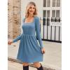 ZEAGOO Women Dresses Spring Fall 2026 Sweater Dress Long Sleeve Casual Knit Dresses with Pockets(Blue)