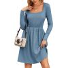 ZEAGOO Women Dresses Spring Fall 2026 Sweater Dress Long Sleeve Casual Knit Dresses with Pockets(Blue)