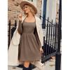 ZEAGOO Women Dresses Spring Fall 2026 Sweater Dress Long Sleeve Casual Knit Dresses with Pockets(Brown)