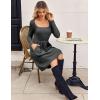 ZEAGOO Women Dresses Spring Fall 2026 Sweater Dress Long Sleeve Casual Knit Dresses with Pockets(Dark Grey)