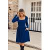 ZEAGOO Women Dresses Spring Fall 2026 Sweater Dress Long Sleeve Casual Knit Dresses with Pockets(Navy Blue)