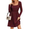 ZEAGOO Women Dresses Spring Fall 2026 Sweater Dress Long Sleeve Casual Knit Dresses with Pockets(Wine Red)