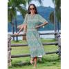 ZEAGOO Women Summer Dress Casual Beach Dress Floral Maxi Split Long Dress 2026 Vacation Dress(01 Green)