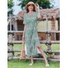 ZEAGOO Women Summer Dress Casual Beach Dress Floral Maxi Split Long Dress 2026 Vacation Dress(01 Green)