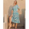 ZEAGOO Women Summer Dress Casual Beach Dress Floral Maxi Split Long Dress 2026 Vacation Dress(01 Green)