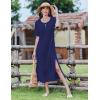 ZEAGOO Women Summer Dress Casual Beach Dress Floral Maxi Split Long Dress 2026 Vacation Dress(01 Navy)