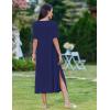 ZEAGOO Women Summer Dress Casual Beach Dress Floral Maxi Split Long Dress 2026 Vacation Dress(01 Navy)
