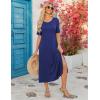 ZEAGOO Women Summer Dress Casual Beach Dress Floral Maxi Split Long Dress 2026 Vacation Dress(01 Navy)
