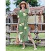 ZEAGOO Women Summer Dress Casual Beach Dress Floral Maxi Split Long Dress 2026 Vacation Dress(02 Geeen)