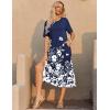 ZEAGOO Women Summer Dress Casual Beach Dress Floral Maxi Split Long Dress 2026 Vacation Dress(02 Navy)