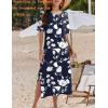 ZEAGOO Women Summer Dress Casual Beach Dress Floral Maxi Split Long Dress 2026 Vacation Dress(03 Navy)