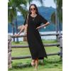 ZEAGOO Women Summer Dress Casual Beach Dress Floral Maxi Split Long Dress 2026 Vacation Dress(Black)