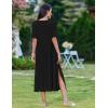 ZEAGOO Women Summer Dress Casual Beach Dress Floral Maxi Split Long Dress 2026 Vacation Dress(Black)