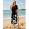 ZEAGOO Women Summer Dress Casual Beach Dress Floral Maxi Split Long Dress 2026 Vacation Dress(Black Floral)