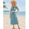 ZEAGOO Women Summer Dress Casual Beach Dress Floral Maxi Split Long Dress 2026 Vacation Dress(Blue)