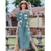 ZEAGOO Women Summer Dress Casual Beach Dress Floral Maxi Split Long Dress 2026 Vacation Dress(Blue)