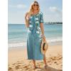 ZEAGOO Women Summer Dress Casual Beach Dress Floral Maxi Split Long Dress 2026 Vacation Dress(Blue)