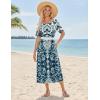 ZEAGOO Women Summer Dress Casual Beach Dress Floral Maxi Split Long Dress 2026 Vacation Dress(Blue Mz924)