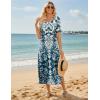 ZEAGOO Women Summer Dress Casual Beach Dress Floral Maxi Split Long Dress 2026 Vacation Dress(Blue Mz924)