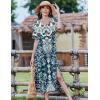 ZEAGOO Women Summer Dress Casual Beach Dress Floral Maxi Split Long Dress 2026 Vacation Dress(Blue Mz924)
