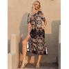 ZEAGOO Women Summer Dress Casual Beach Dress Floral Maxi Split Long Dress 2026 Vacation Dress(Brown)