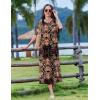 ZEAGOO Women Summer Dress Casual Beach Dress Floral Maxi Split Long Dress 2026 Vacation Dress(Brown)