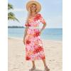 ZEAGOO Women Summer Dress Casual Beach Dress Floral Maxi Split Long Dress 2026 Vacation Dress(Flowers Red Yellow)