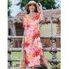 ZEAGOO Women Summer Dress Casual Beach Dress Floral Maxi Split Long Dress 2026 Vacation Dress(Flowers Red Yellow)