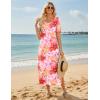 ZEAGOO Women Summer Dress Casual Beach Dress Floral Maxi Split Long Dress 2026 Vacation Dress(Flowers Red Yellow)