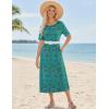 ZEAGOO Women Summer Dress Casual Beach Dress Floral Maxi Split Long Dress 2026 Vacation Dress(Green Black)