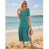 ZEAGOO Women Summer Dress Casual Beach Dress Floral Maxi Split Long Dress 2026 Vacation Dress(Green Black)