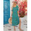 ZEAGOO Women Summer Dress Casual Beach Dress Floral Maxi Split Long Dress 2026 Vacation Dress(Green Black)